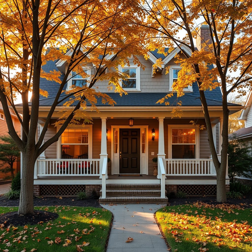 A short-term rental home in Indiana at golden hour